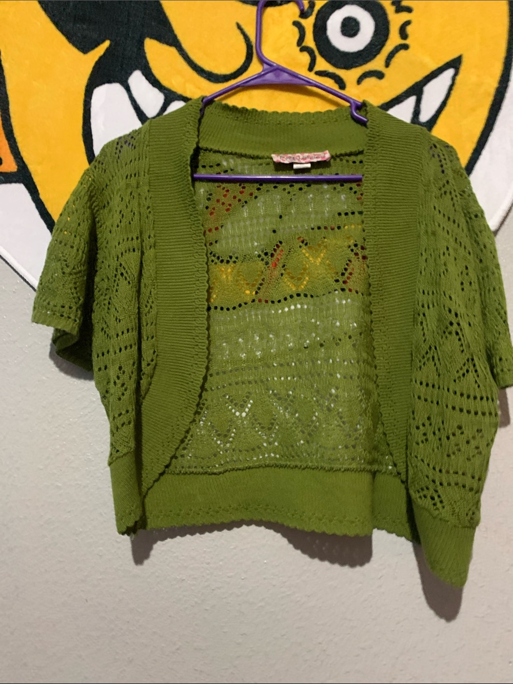 Open-Front Olive Green Knit Cardigan for Women